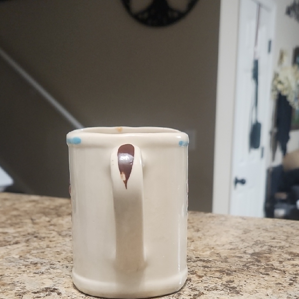 Floral Cream Watering Can Is (Vtg) Added A Ceramic Type. Flower On Stand 2 Piece - Picture 5 of 8